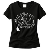 Me An Karma Vibe Like That Funny Lazy Cat Womens T-Shirt