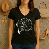 Me An Karma Vibe Like That Funny Lazy Cat Women's V-Neck T-Shirt