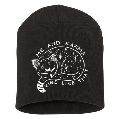 Me An Karma Vibe Like That Funny Lazy Cat Short Acrylic Beanie