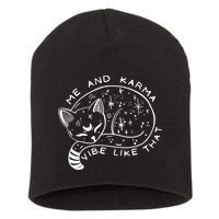 Me An Karma Vibe Like That Funny Lazy Cat Short Acrylic Beanie