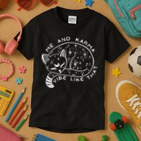 Me An Karma Vibe Like That Funny Lazy Cat Kids T-Shirt