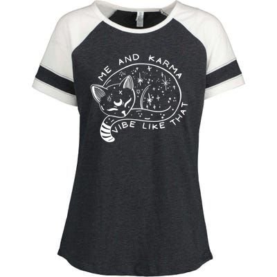 Me An Karma Vibe Like That Funny Lazy Cat Enza Ladies Jersey Colorblock Tee