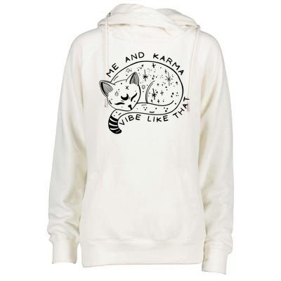 Me An Karma Vibe Like That Funny Lazy Cat Womens Funnel Neck Pullover Hood