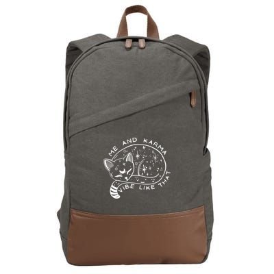 Me An Karma Vibe Like That Funny Lazy Cat Cotton Canvas Backpack