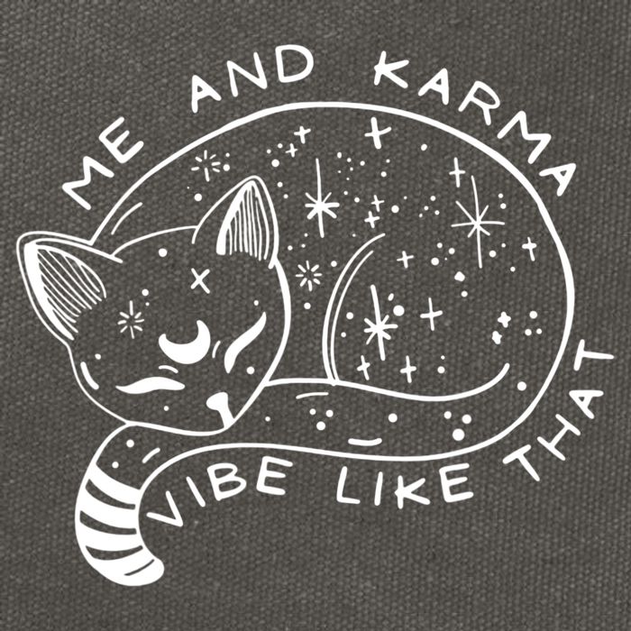 Me An Karma Vibe Like That Funny Lazy Cat Cotton Canvas Backpack