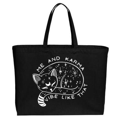 Me An Karma Vibe Like That Funny Lazy Cat Cotton Canvas Jumbo Tote