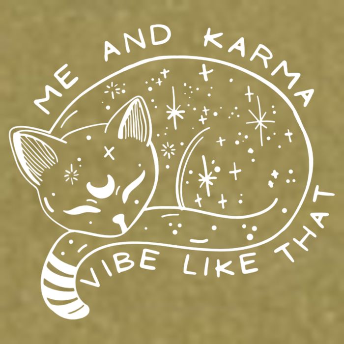 Me An Karma Vibe Like That Funny Lazy Cat Garment-Dyed Women's Muscle Tee