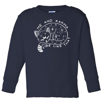 Me An Karma Vibe Like That Funny Lazy Cat Toddler Long Sleeve Shirt