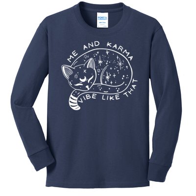 Me An Karma Vibe Like That Funny Lazy Cat Kids Long Sleeve Shirt