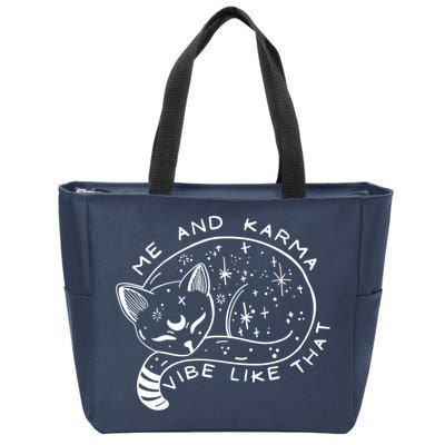 Me An Karma Vibe Like That Funny Lazy Cat Zip Tote Bag