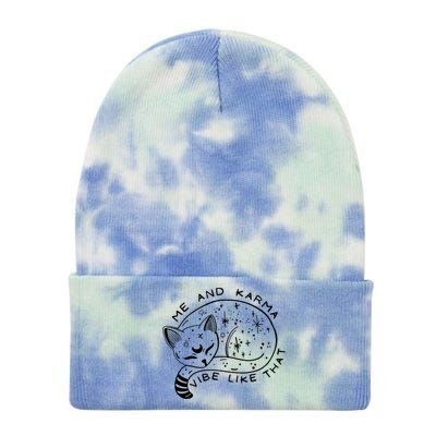 Me An Karma Vibe Like That Funny Lazy Cat Tie Dye 12in Knit Beanie