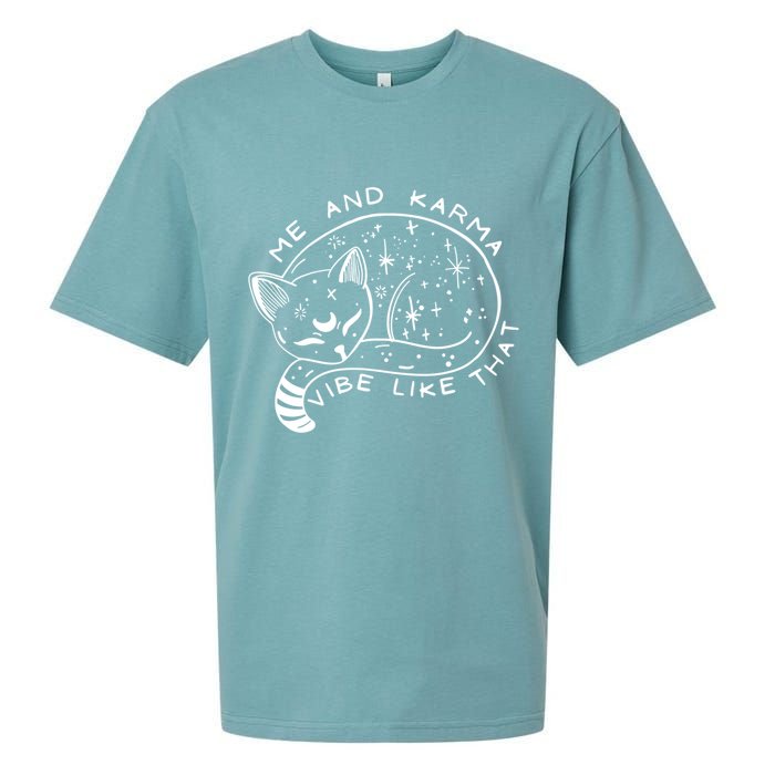 Me An Karma Vibe Like That Funny Lazy Cat Sueded Cloud Jersey T-Shirt