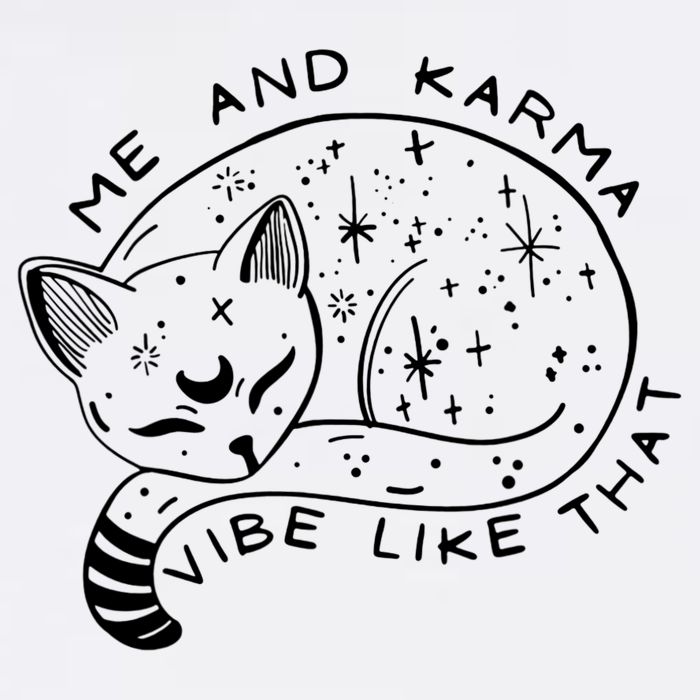 Me An Karma Vibe Like That Funny Lazy Cat Garment-Dyed Sweatshirt