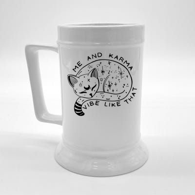 Me An Karma Vibe Like That Funny Lazy Cat Beer Stein