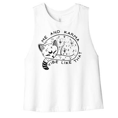 Me An Karma Vibe Like That Funny Lazy Cat Women's Racerback Cropped Tank