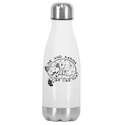 Me An Karma Vibe Like That Funny Lazy Cat Stainless Steel Insulated Water Bottle