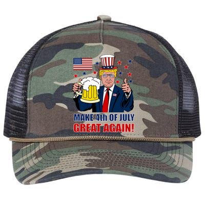 Make 4th Of July Great Again Retro Rope Trucker Hat Cap