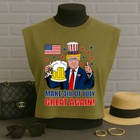 Make 4th Of July Great Again Garment-Dyed Women's Muscle Tee