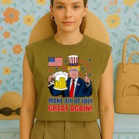 Make 4th Of July Great Again Garment-Dyed Women's Muscle Tee