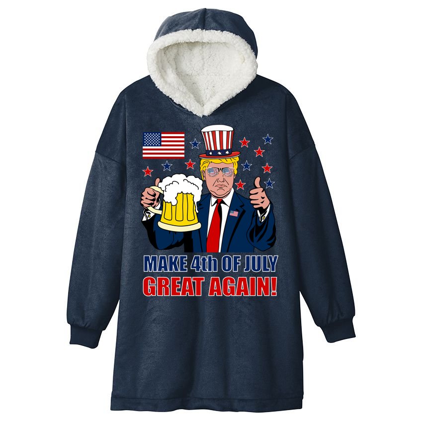 Make 4th Of July Great Again Hooded Wearable Blanket