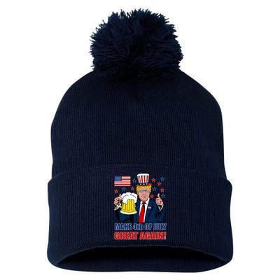 Make 4th Of July Great Again Pom Pom 12in Knit Beanie