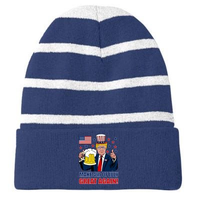 Make 4th Of July Great Again Striped Beanie with Solid Band