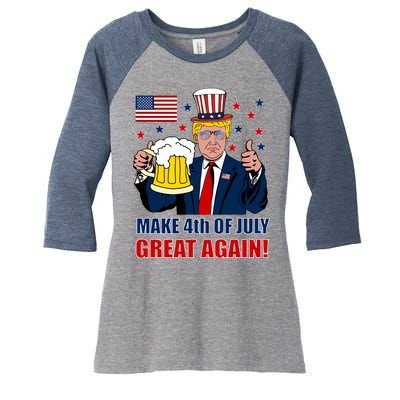 Make 4th Of July Great Again Women's Tri-Blend 3/4-Sleeve Raglan Shirt