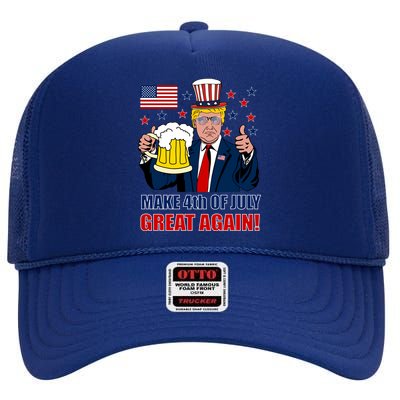 Make 4th Of July Great Again High Crown Mesh Back Trucker Hat