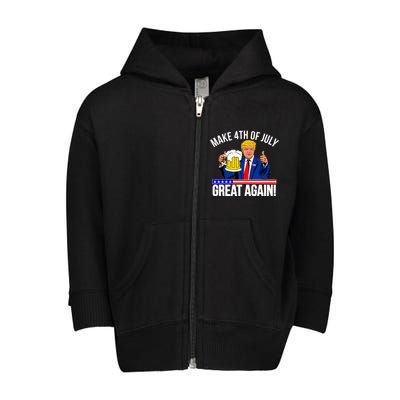 Make 4th of July Great Again! Donald Trump Beer USA Toddler Zip Fleece Hoodie