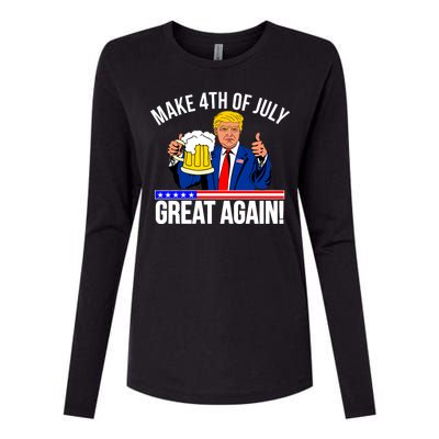 Make 4th of July Great Again! Donald Trump Beer USA Womens Cotton Relaxed Long Sleeve T-Shirt