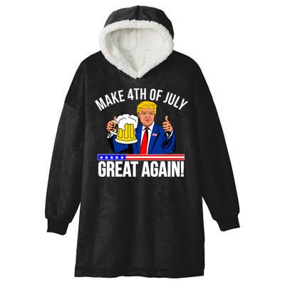 Make 4th of July Great Again! Donald Trump Beer USA Hooded Wearable Blanket
