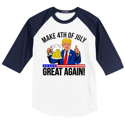 Make 4th of July Great Again! Donald Trump Beer USA Baseball Sleeve Shirt