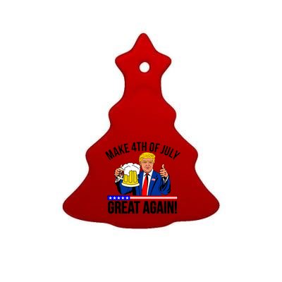 Make 4th of July Great Again! Donald Trump Beer USA Ceramic Tree Ornament