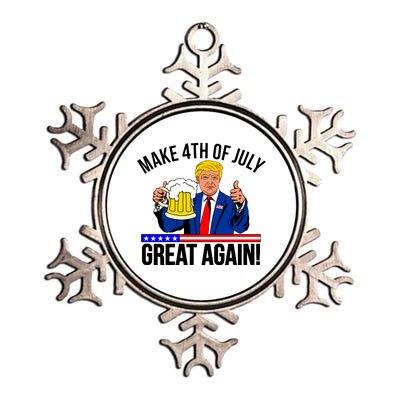 Make 4th of July Great Again! Donald Trump Beer USA Metallic Star Ornament