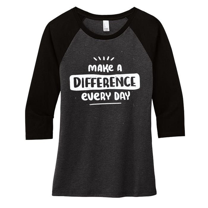 Make A Difference  Women's Tri-Blend 3/4-Sleeve Raglan Shirt