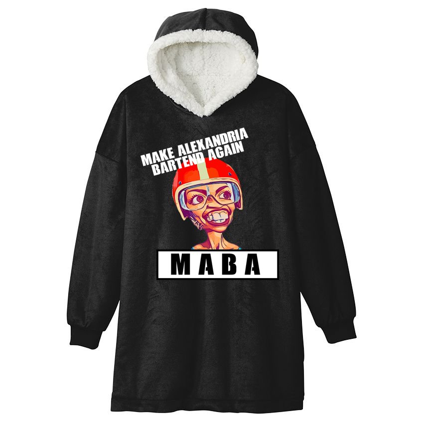 Make Alexandria Bartend Again Hooded Wearable Blanket