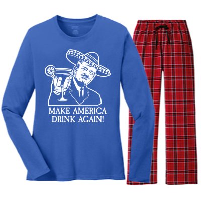 Make America Drink Again Donald Trump Cinco De Mayo Women's Long Sleeve Flannel Pajama Set 