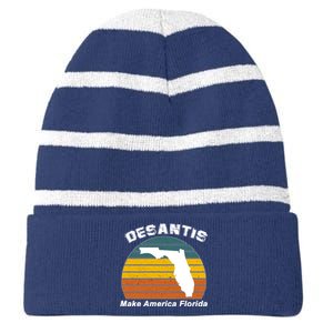 Make America Florida DeSantis 2024 Election Striped Beanie with Solid Band