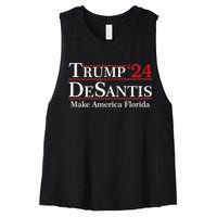 Make America Florida Trump DeSantis 2024 Women's Racerback Cropped Tank