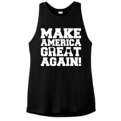 Make America Great Again! Donald Trump St. Patrick's Day Clover Shamrocks Ladies PosiCharge Tri-Blend Wicking Tank