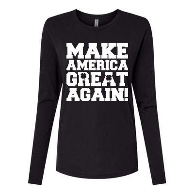 Make America Great Again! Donald Trump St. Patrick's Day Clover Shamrocks Womens Cotton Relaxed Long Sleeve T-Shirt