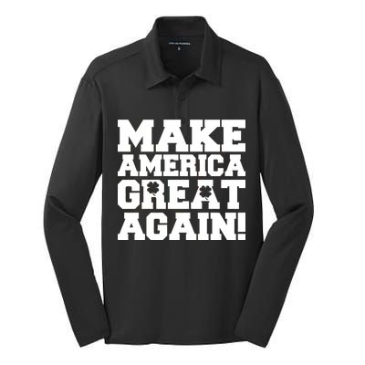 Make America Great Again! Donald Trump St. Patrick's Day Clover Shamrocks Silk Touch Performance Long Sleeve Polo