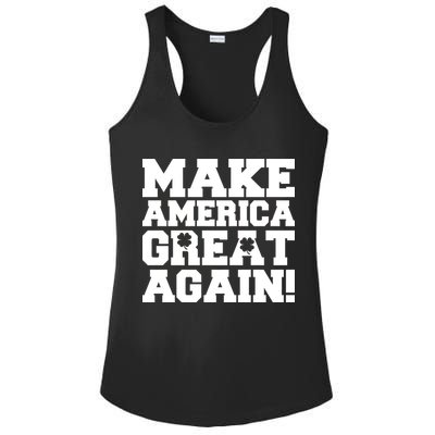 Make America Great Again! Donald Trump St. Patrick's Day Clover Shamrocks Ladies PosiCharge Competitor Racerback Tank