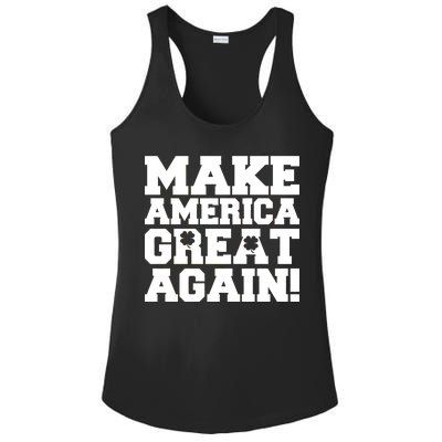 Make America Great Again! Donald Trump St. Patrick's Day Clover Shamrocks Ladies PosiCharge Competitor Racerback Tank