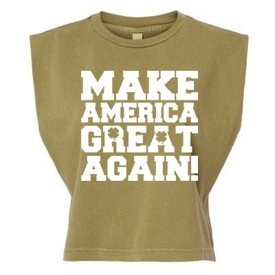 Make America Great Again! Donald Trump St. Patrick's Day Clover Shamrocks Garment-Dyed Women's Muscle Tee