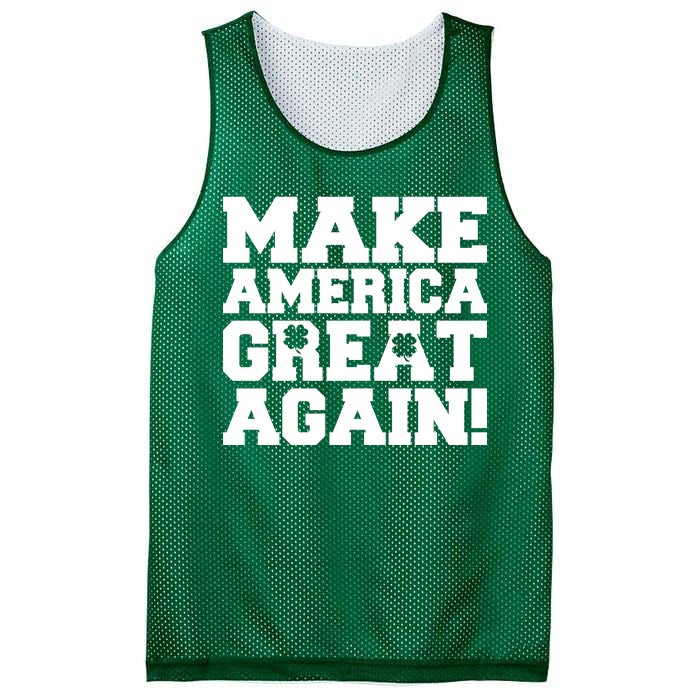 Make America Great Again! Donald Trump St. Patrick's Day Clover Shamrocks Mesh Reversible Basketball Jersey Tank