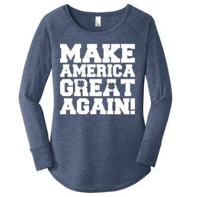 Make America Great Again! Donald Trump St. Patrick's Day Clover Shamrocks Women's Perfect Tri Tunic Long Sleeve Shirt