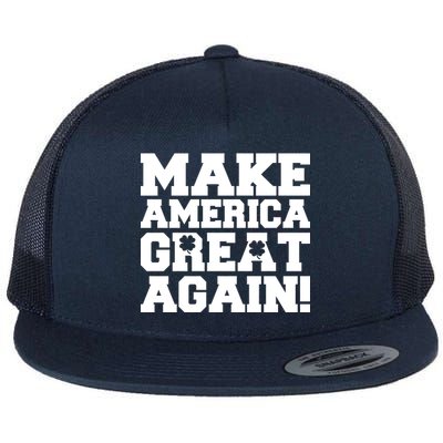 Make America Great Again! Donald Trump St. Patrick's Day Clover Shamrocks Flat Bill Trucker Hat