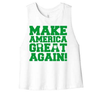 Make America Great Again! Donald Trump St. Patrick's Day Clover Shamrocks Women's Racerback Cropped Tank