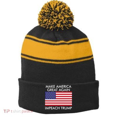Make America Great Again Impeach Trump Anti Trump Stripe Pom Pom Beanie